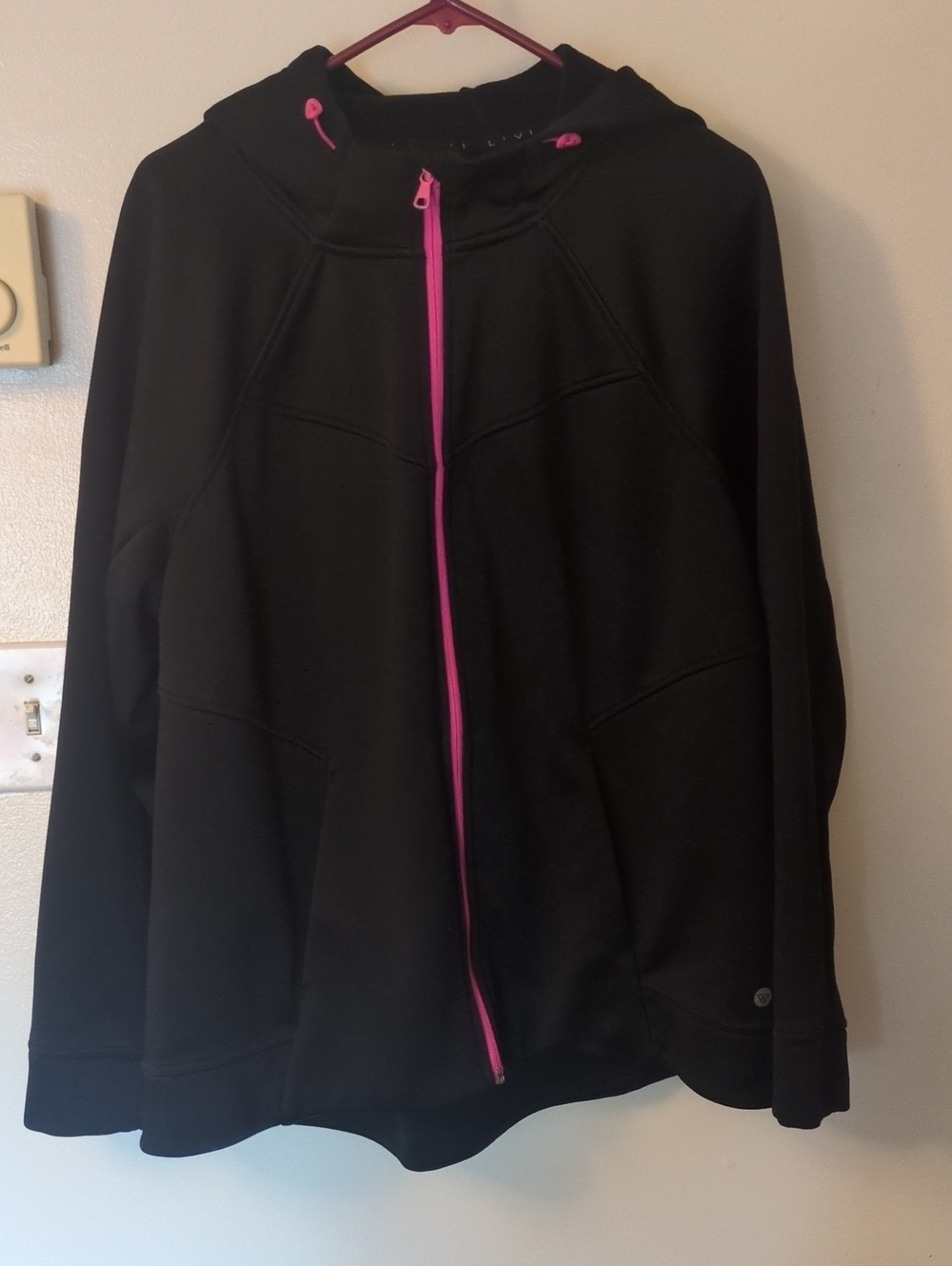 Livi Active 18/20 Black Hooded Zip-Up with Pink Trim